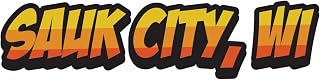 Sauk City Wisconsin Comic Style Vinyl Sticker – Souvenir Travel Decor (3-Inches Wide)