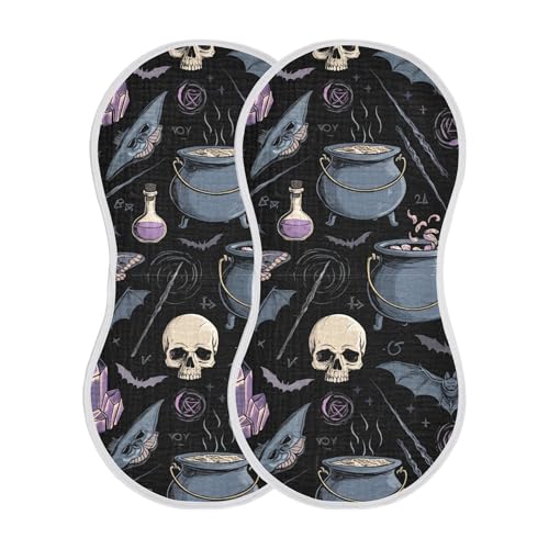 xigua Magical and Witchcraft Muslin Baby Burp Cloths Set of 2, Super Soft & Absorbent Burping Rags, Cotton Burp Clothes Shower Gift for Newborn, Baby Girls and Boys2