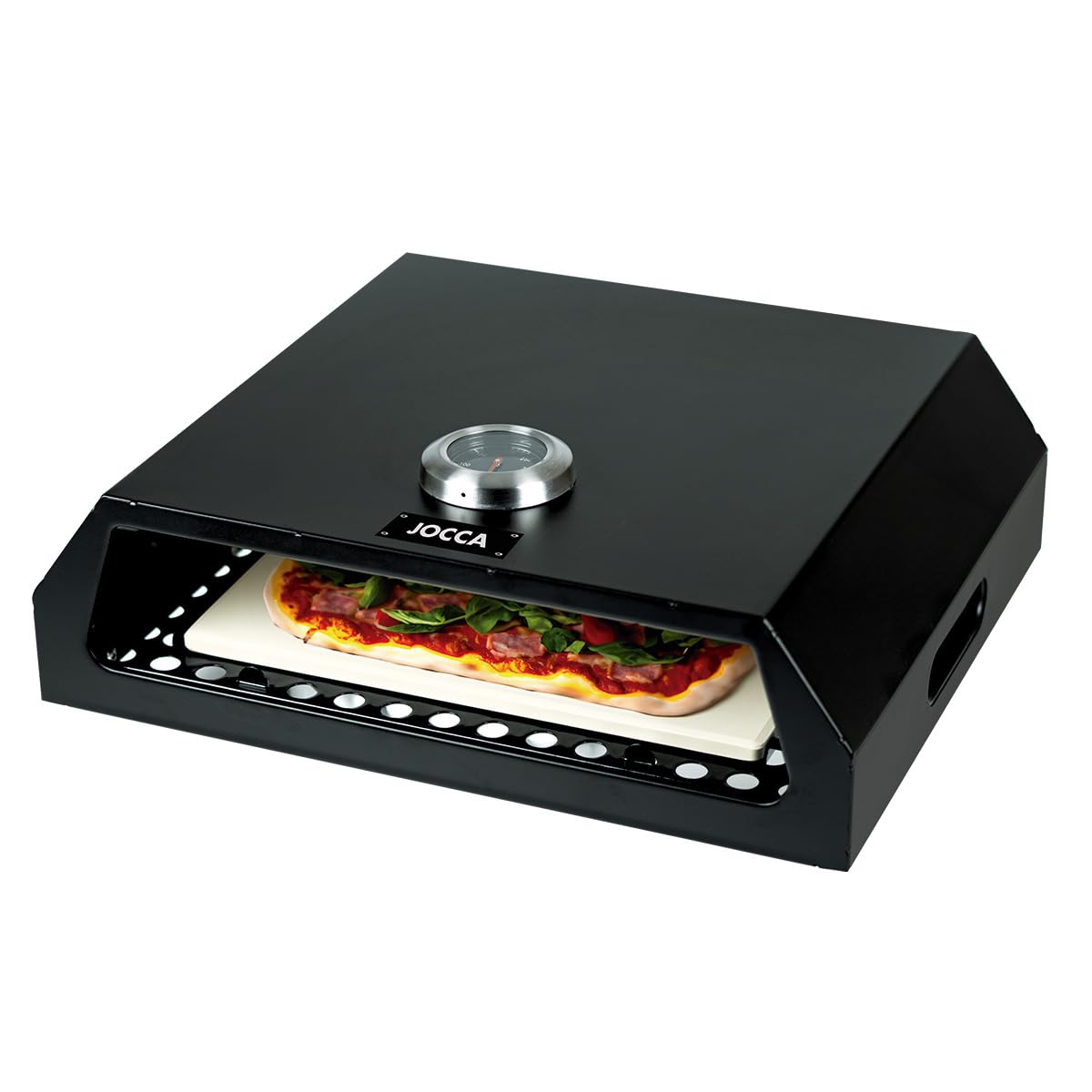 Jocca - Horno para Pizza Accesorio Barbacoa de Acero Inoxidable con Termometro y Piedra, Compatible con Barbacoas Carbon y Gas, Modelo 2373
