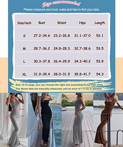 Aimilia Women's Long Slip Bodycon Maxi Dress Lounge Casual Sexy Spaghetti Strap Sleeveless Tight Dresses Black #TOP5