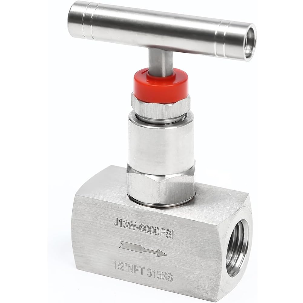 Edelstahl 316 Gerades Nadelventil, 2 Anschluss Hydraulisch Durchflussregelventil, 5 Größen NPT Anschluss Mit Innengewinde, Bis Zu 6000PSI, Für Rohrleitungsbedarf, 3/8 in