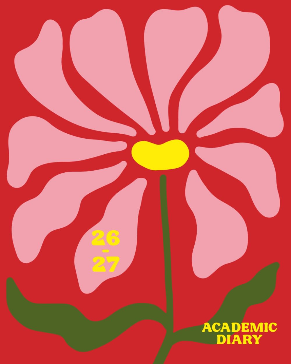 2026-2027 Academic Diary: Retro Abstract Flower in Pink & Red | Week & Month to View + Calendar, To-Do List, Term Timetable Planner