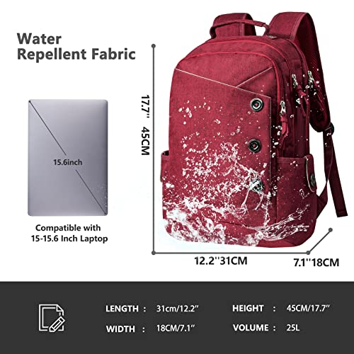 Kingslong Laptop Backpack For Women 15.6 Inch For High School University Travel Work Waterproof Red #TOP1
