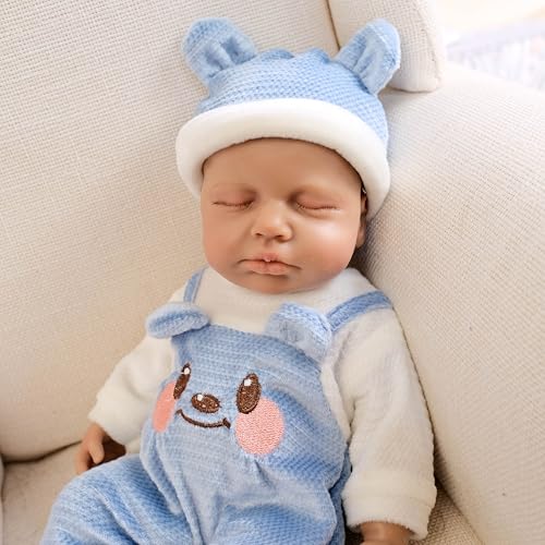 iCradle Reborn Puppen, Vollsilikon, Reborn Baby, keine Haare, schwarze Haut, Schlafpuppe für Neugeborene, 3 Jahre – Bild 3
