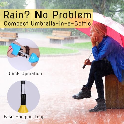Image of HACER Mini Wine Bottle Umbrella Portable Folding UV Proof Compact Lightweight Travel Umbrellas for Women Men Kids (Pack of 1, Random Color)