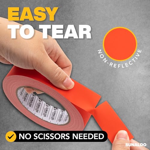 Image of Gaffers Tape Heavy Duty, Easy to Rip, Residue-Free Professional Grade Floor Tape for Electrical Cords, Matte Finish Non Reflective, Weather Resistant (1, Red, 1 inch x 30 Yards)