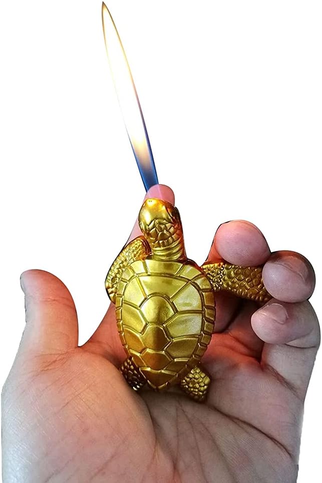 (Without Butane) Creative Funny Lighter Butane Lighter Metal Golden Turtle