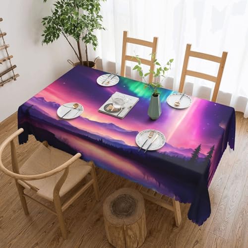 Nappe rectangulaire tissu imprimé aurores boréales pour grands dîners