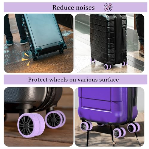8pcs Luggage Wheel Covers, Portable Suitcase Wheel Protector Covers Colorful Silicone Luggage Wheel Covers Luggage Spinner Wheel Covers for Most 8 Caster Luggage Accessories(purple)3