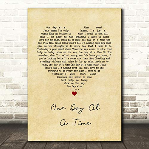 One Day at A Time Vintage Heart Song Lyric Quote Music Print