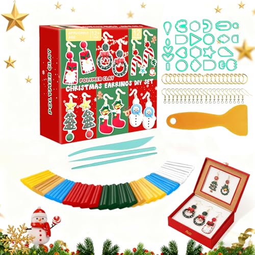 Allony Air Dry Clay, Noël Pate à Modeler, Pate a Modeler Autodurcissante, Boucles d'oreilles DIY, Argile Cuisson au Four, Cadeau Créatif pour Le Bricolage, Fête de Noël, Cadeau d'anniversaire
