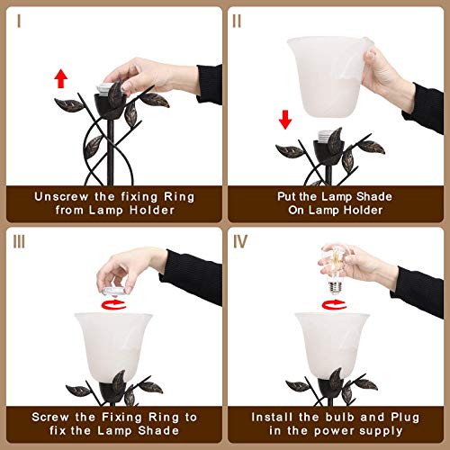 Ticoze Bedside Lamps, Touch Control Table Lamp 3 Way Dimmable Nightstand Lamp With Usb Charging Ports Glass Shade Retro Leaf Detailed Body Bedroom Lamp For Living Room, Office, College Dorm, Set Of 2 #TOP5