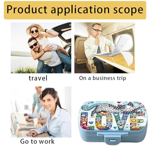 Image of ARTopet Diamond Art Painting Mini Storage Box with 6-Grid Creative Design Compact Portable Small Case for Purse Travel Daily-Love Cat