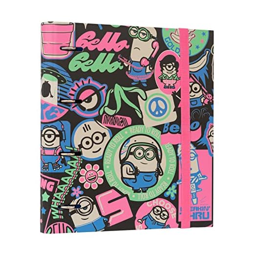 Carpeta 4 anillas troquelada Minions - Archivador A4 tapa dura - Vuelta al cole material escolar