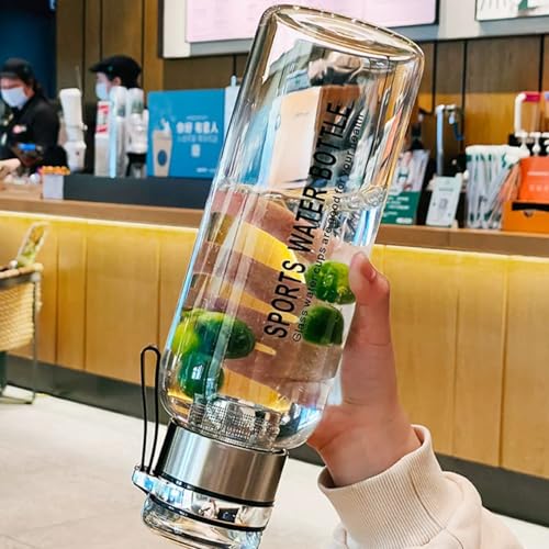 Botella de agua de vidrio de 2 litros con infusor para té y oficina 7