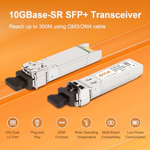Image of 4Pack 10GBase-SR SFP+ Transceiver, 10G 850nm Multimode Module up to 300M, Compatible for Cisco SFP-10G-SR, Ubiquiti UniFi UF-MM-10G, Meraki MA-SFP-10GB-SR, D-Link, Netgear, Mikrotik, ZTE and More