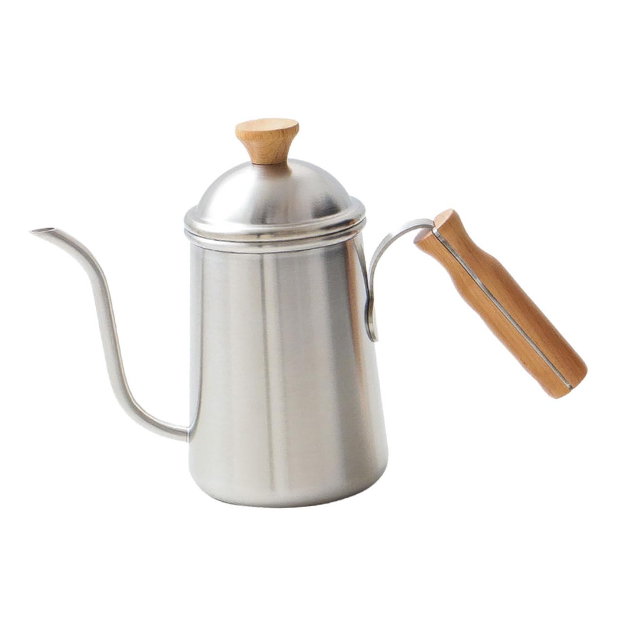 Japanischer Edelstahl Kaffeekessel mit Holzgriff Tragbarer Outdoor Wasserkocher für Camping Induktionsgeeigneter Teekessel mit Hitzebeständigem Boden und Schnellem Ausguss