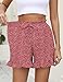 IECCP Ladies Shorts Summmer Casual Comfy Elastic Waist Ruffle Shorts Cute Fashion Pleated Short with Drawstring Red White Floral XXL
