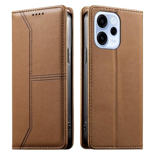 Housse OPPO Reno 8T 5G marron avec support vidéo et dos magnétique uni