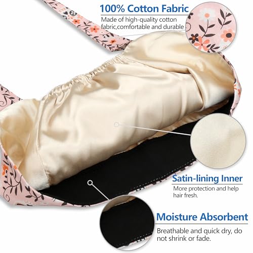 Image of QBA Adjustable Working Cap with Button, Cotton Working Hat Sweatband, Elastic Bandage Tie Back Hats for Women & Men, One Size