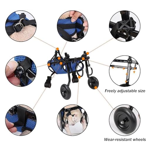Fauteuil roulant pour chien handicapé et chat réglable à 4 roues
