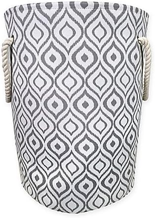Ikat Canvas Fabric Hamper in Grey/White by Ikat