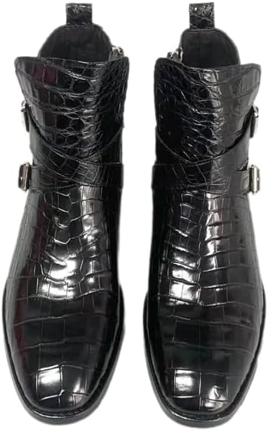 Authentic Exotic Crocodile Skin Men's ZIP Boots Winter Shoes Genuine Real Alligator Leather Male Short Black Ankle Boots