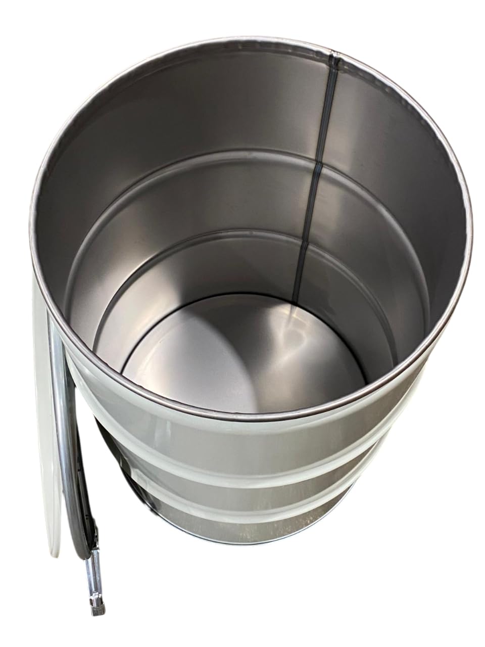 Metallfass 210 Liter Blechfass Fass Ölfass Tonne mit Spannring und Deckel WeißNEU