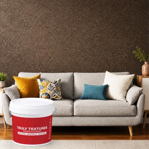 Image of Marble Texture Paint, 3D Designer Stone and Granite Luxury Finish, Washable Water Resistant Acrylic Emulsion, Interior Exterior Ready to use (Chocolate Brown)