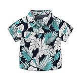 MOYFAZA Boys Button Down Shirts Boys Hawaiian Short Sleeve Shirt Tops Size 1 2 3 4 5 6 7 8 9 10 Years… Black