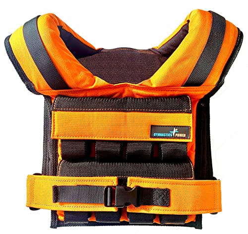Gymnastics Power ウエイトベスト 35ポンド/16kg 取り外し可能な鉄ウエイト付き 男女兼用 エクササイズ 自重トレーニング フィットネス スポーツ トレーニング用(オレンジ)
