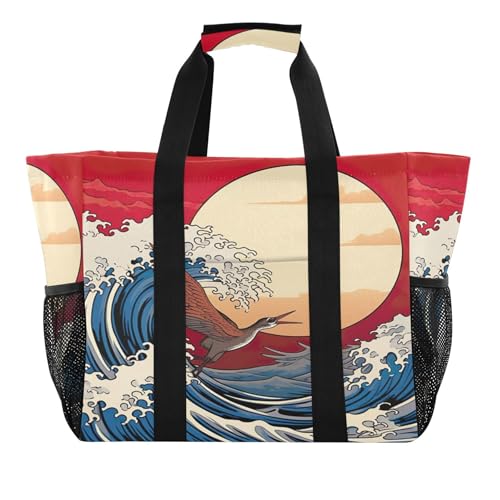 Grand sac de plage femme imperméable en toile avec poches voyage gym piscine