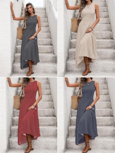 Robe maxi à pois fluide taille ajustée pour masquer les rondeurs