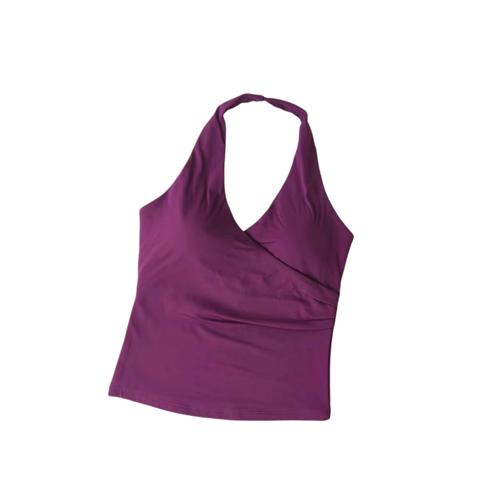 CHENSHI Sujetador Deportivo Mujer Mujeres Sexy V Cuello Crisscross Halter Yoga Tank Top Acolchado Incorporado Rápido Seco Mantequilla Suave Desnudo Sensación Mangas Deportivos Top-Dark Purple-m