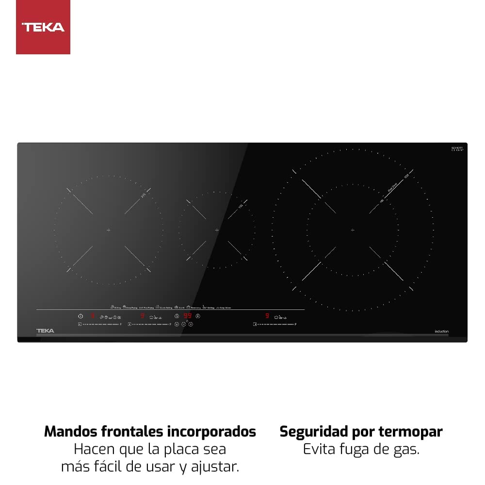 TEKA Placa de Inducción 90 cm, 3 Zonas, Control Táctil MultiSlider, Power Plus, Stop & Go, Zona Paellera XL, Modelo IZC 93320 MST