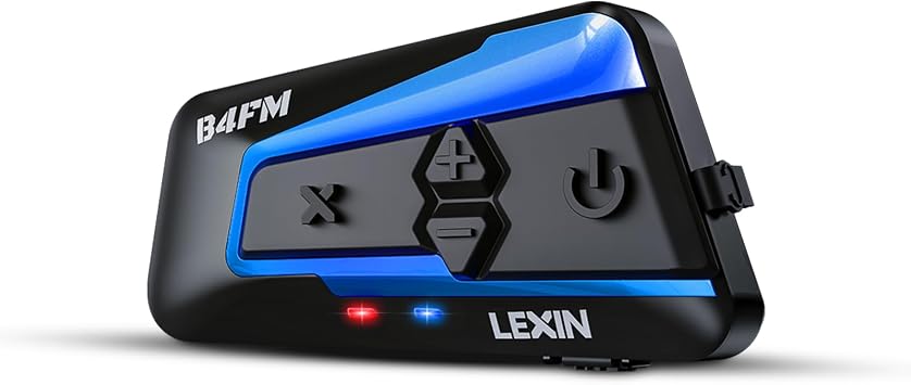 LEXIN B4FM Motorcycle Bluetooth Headset, 10 Riders Helmet Bluetooth Intercom, Universal IP67 Communication Systems with Music Sharing, Noise Cancellation, FM Radio, Fit for Snowmobile, 1 Pack | Helmet Communication System with Music Sharing, FM Radio, 800mAh Battery, 36mm HD Speakers, IP67, Noise Cancellation