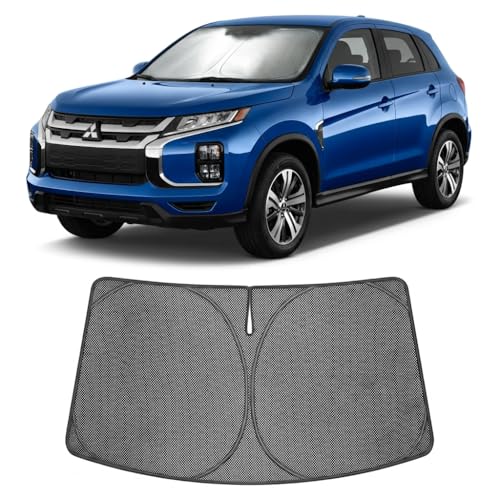 Image of Proadsy Windshield Sun Shade for Mitsubishi Outlander Sport 2011-2026 Ice Crystal Black Front Window Sunshade UV and Heat Blocker Foldable Visor Keeps Car Cooler for Summer Parking and Daily Use