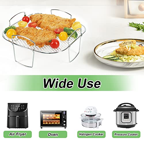 BYKITCHEN Rack de fritadeira quadrada de 20 cm, desidratador de aço inoxidável, acessórios de fritadeira a ar quadrada para Cosori, Instant Vortex, Nuwave Air Fryer, Ninja Foodi Grill