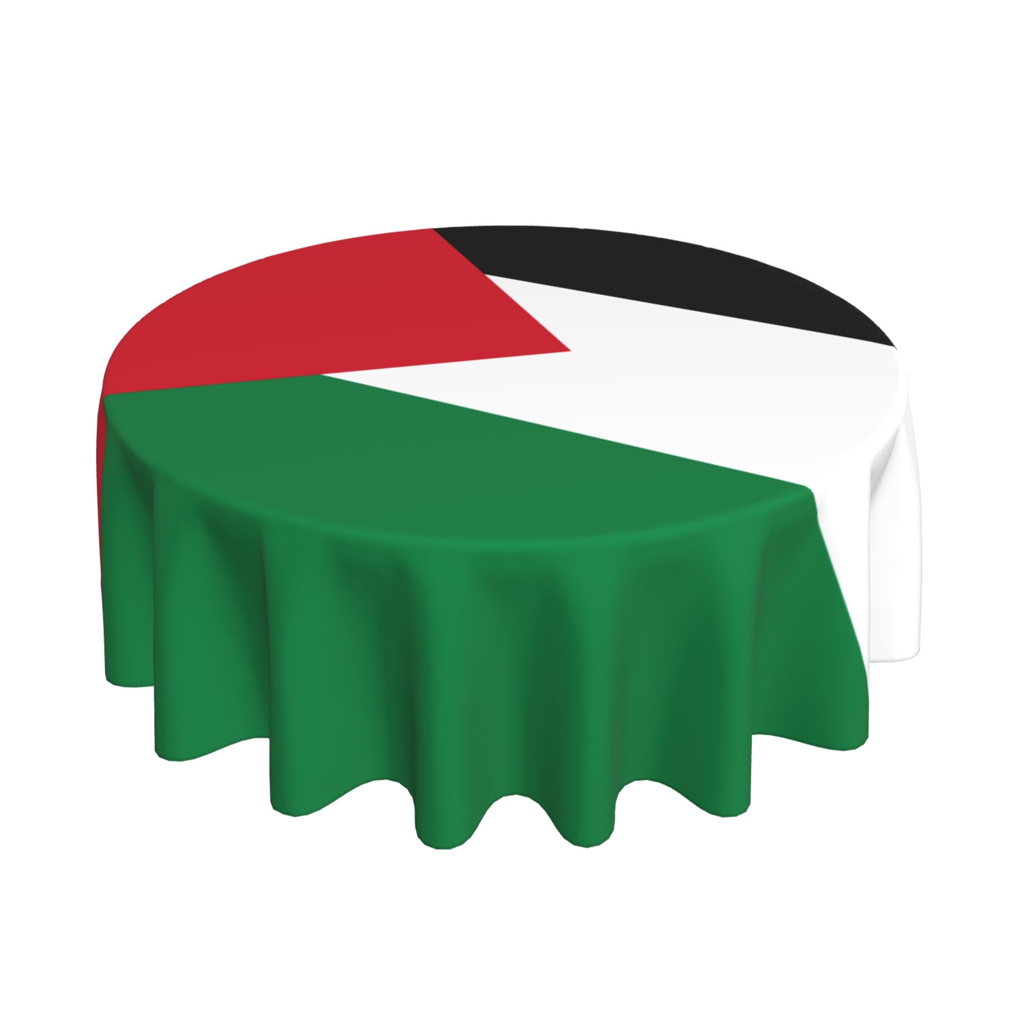 HLBSDM Palestinian Flag 60" Restaurant Circle Decor Tablecloth Festive Table Cover Round Art Desk Cloth