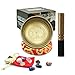 RoseFlower 8 cm Campana Tibetana Set con Pietre Chakra Percussore Cuscino, Campana Tibetana da Musica per Musicoterapia, Meditazione, Yoga e Preghier