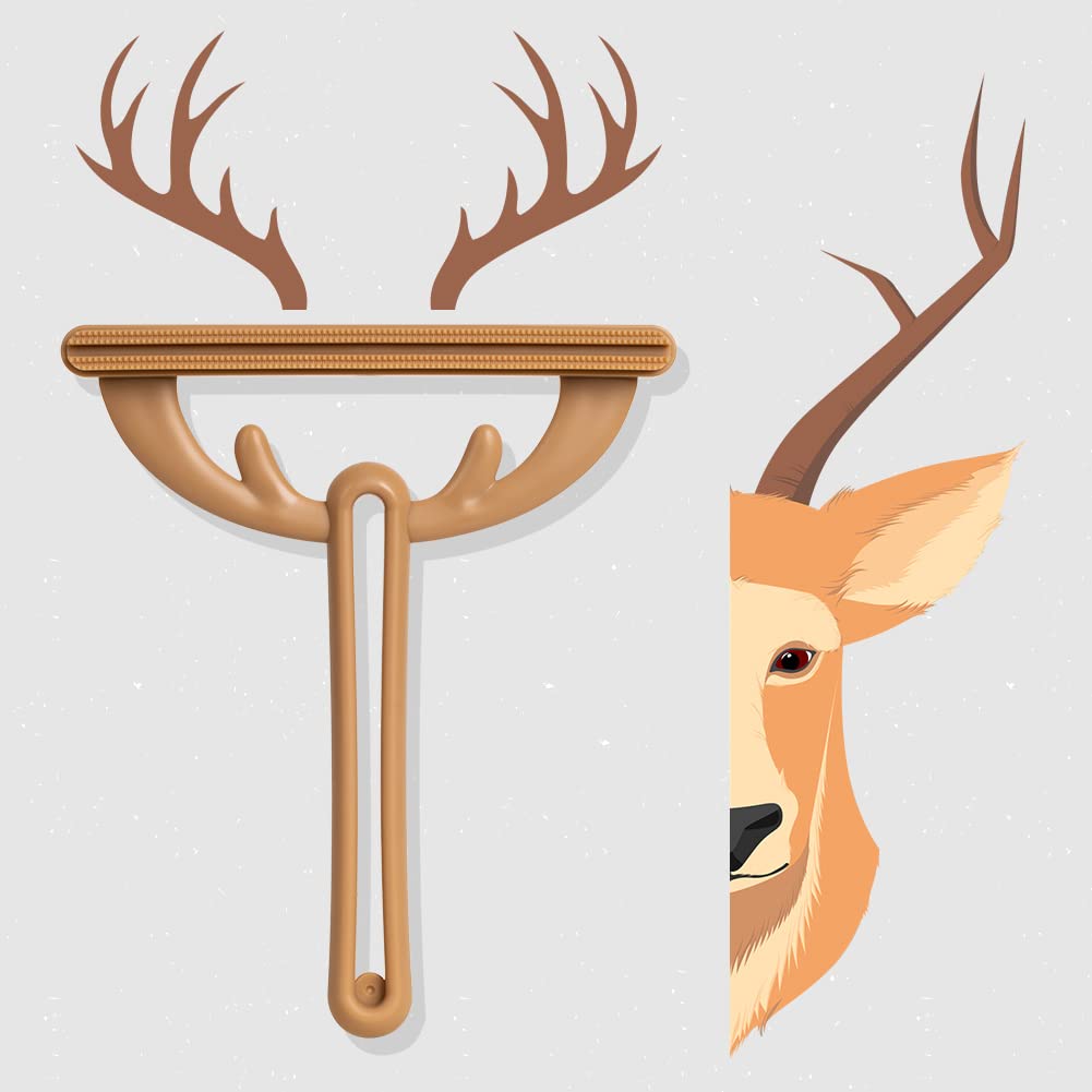 Uproot Cleaner Pro Pet Hair Remover, Cute Antler Shape Cloth Shaver or Lint Remover with Double Head, Reusable Lint Rollers for Clothes, Furniture, Carpet, Car Seats or Bedding