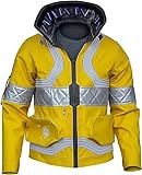 David Martinez Cyborg Costume Illuminate Cyber Emergency Graphics Punk Style Edgerunners Yellow Cosplay Gaming Leather Jacket (US, Alpha, Large, Regular, Regular, Bright Yellow)