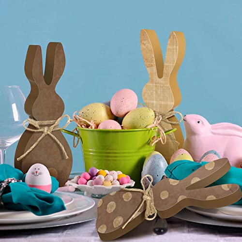 3 Pieces Easter Decorations For The Home Wooden Bunny Decor Sign Farmhouse Rabbit Tiered Tray Decor Easter Rabbit Table Decorations For Easter Party Desk Office Farmhouse Home, 5.91 Inch #TOP5