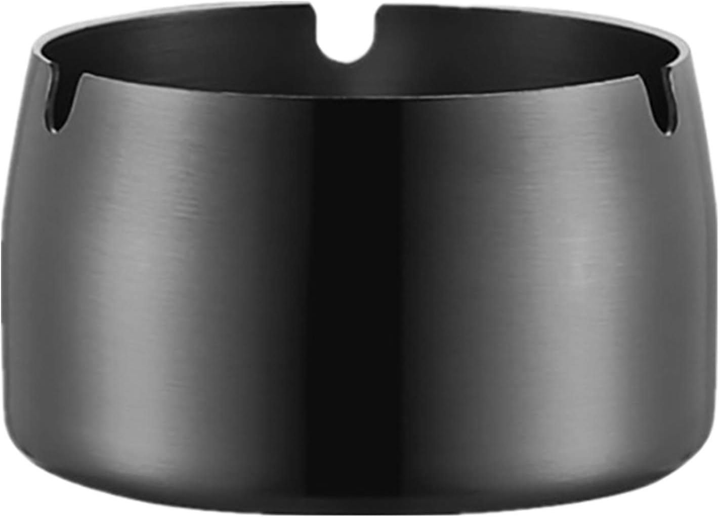 Stainless Steel Ashtray, Outdoor Indoor Ashtray, Home Office Decoration Desktop High Temperature Resistant Drop Resistant Round Design Tabletop Cigarette Ashtray Tobacco Tray (Black)