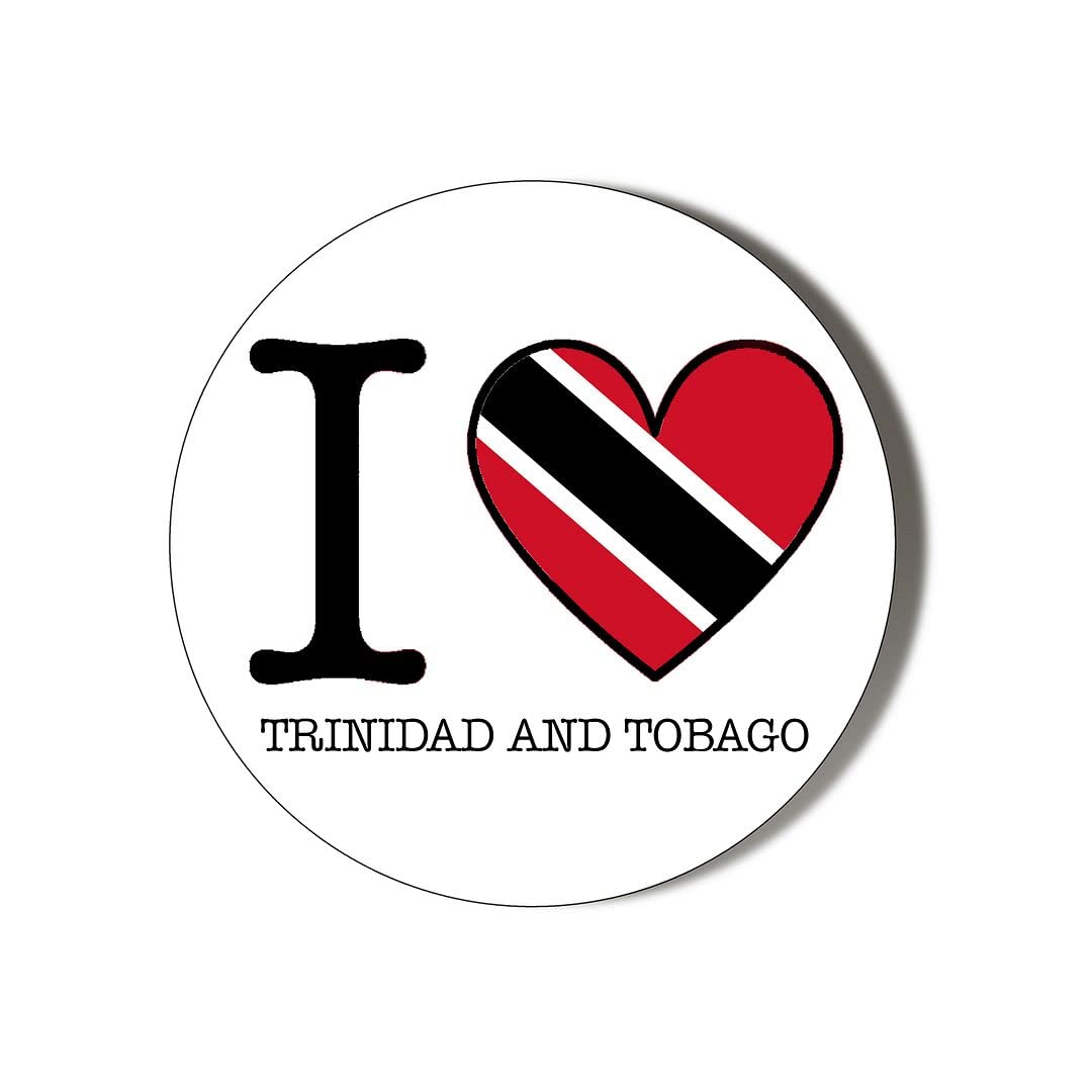Gift Insanity White I Love Trinidad And Tobago Flag Heart Shaped Design 38Mm Round Fridge Magnet