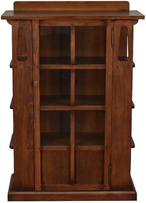 Crafters and Weavers Arts and Crafts Mission Oak Bookcase with Cut Outs and Side Shelves