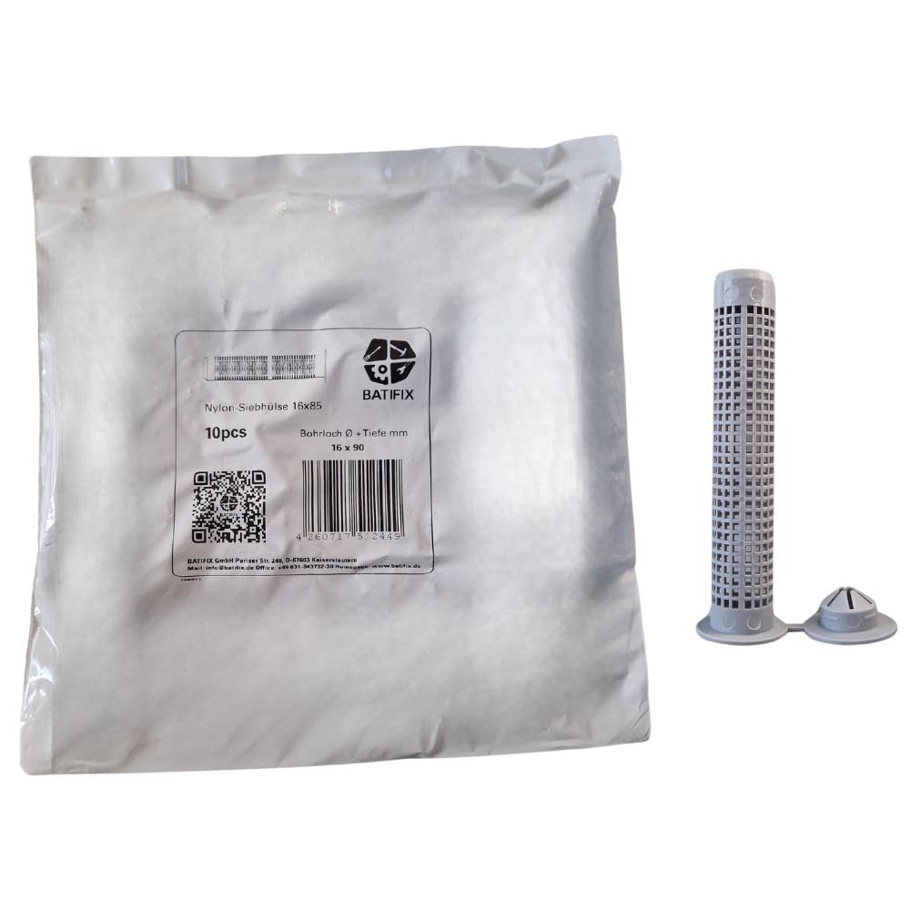 BATIFIX Siebhülse 20 x 130 für Verbundmörtel Kunststoff M16 Ankerhülse zum Füllen mit Injektionsmörtel Hülsen Ankerhülsen Einspritzsieb (10 Siebhülsen 20 x 130)