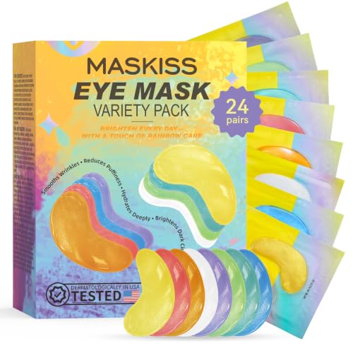 Maskiss Under Eye Patches Variety Pack (24 Pairs), Eye Masks for Dark Circles Puffy Eyes With 8 Colors (3 Pairs/Color), Vegan Skin Care Gifts for Women