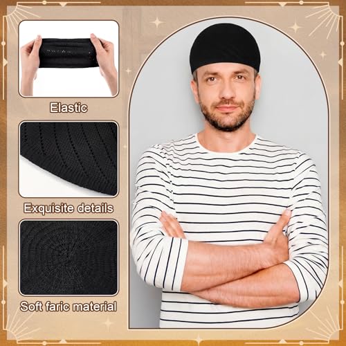 Image of Boyiee Kufi Hat for Men Muslim Knit Kufi Cap Crochet Beanie Skull Beanie African Hat for Men Women