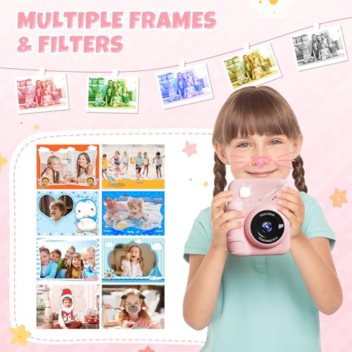 Kids Instant Print Camera, 3.0'' Screen, 48MP Photo, 1080P HD, Gift for 3-12 Year Old Girls & Boys (Pink) with 32GB Card by CalineGam - Image 5